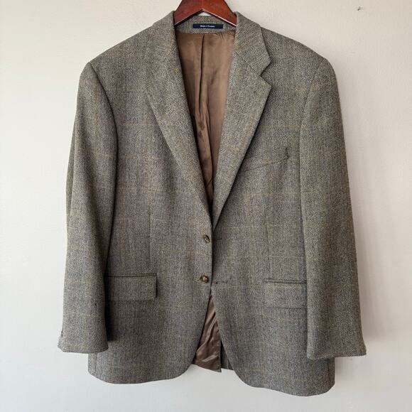 Vintage Chaps Ralph Lauren Jacket 44R Tweed Virgin Wool Blazer Sport Coat Brown - Picture 1 of 16
